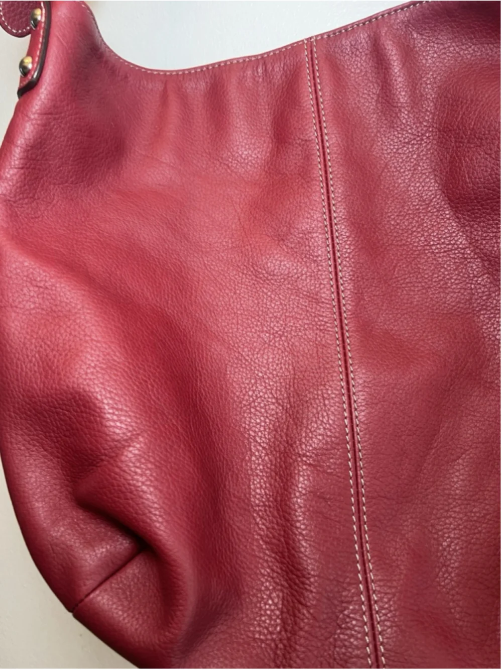 Tignanello Red Slouch Leather Hobo Shoulder Bag Purse Y2K